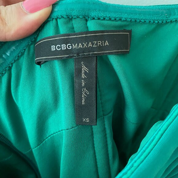 BCBGMAXAZRIA Sophira Green Halter Gown Size XS - Picture 8 of 11